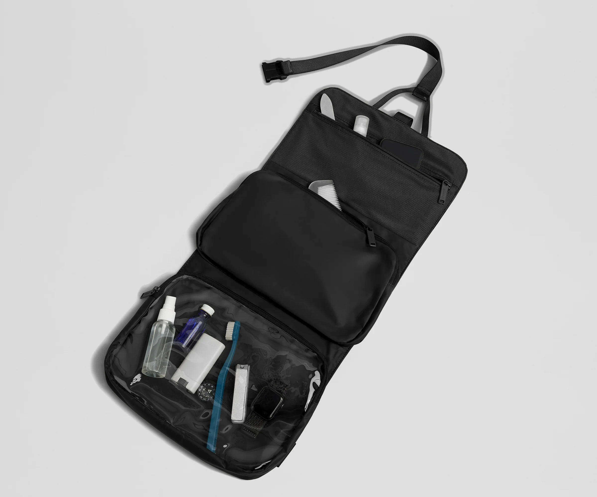 Active Hanging Toiletry Bag in Jet Black - Image 3