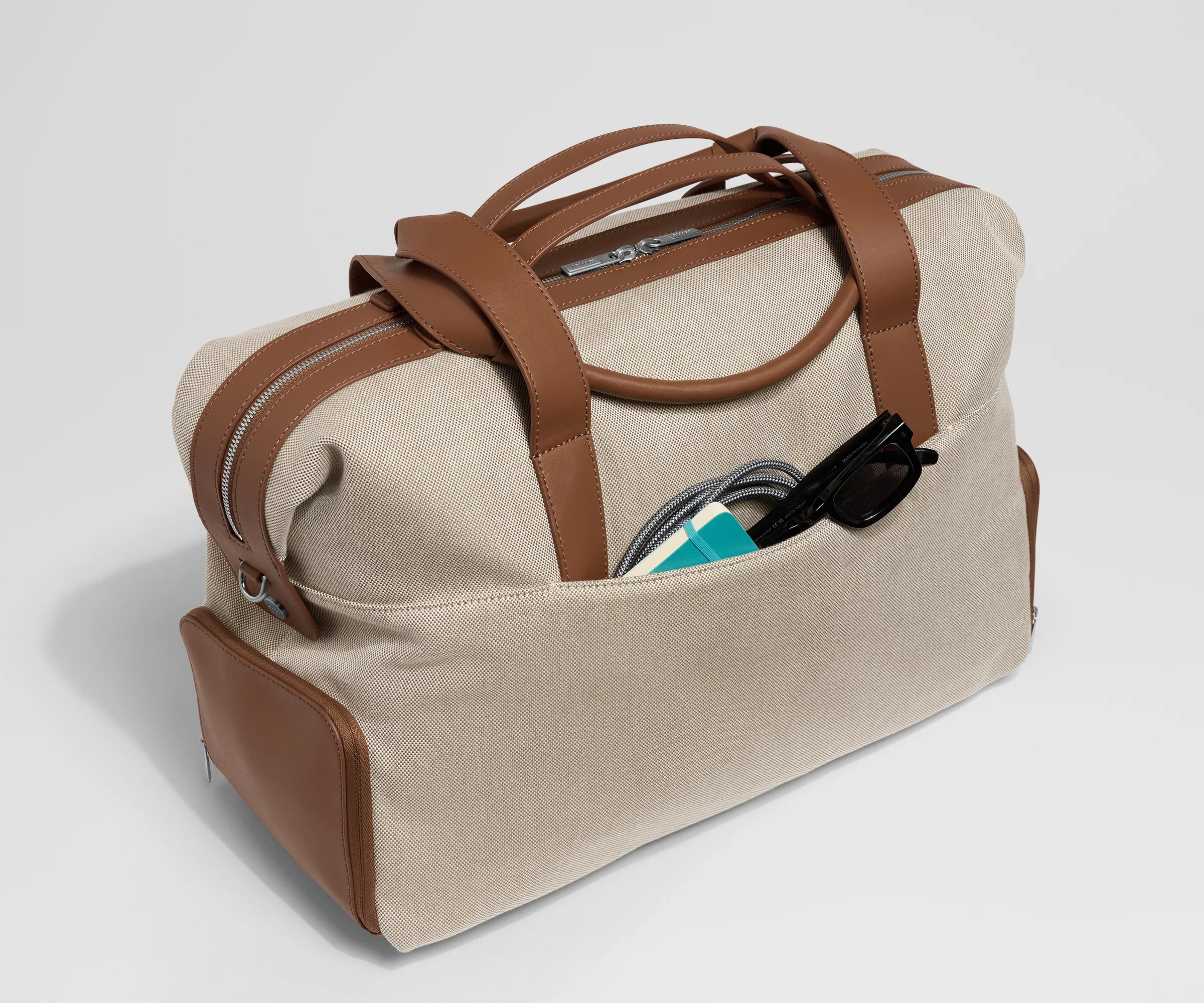 Canvas Overnight Bag in Saddle Brown - Image 4