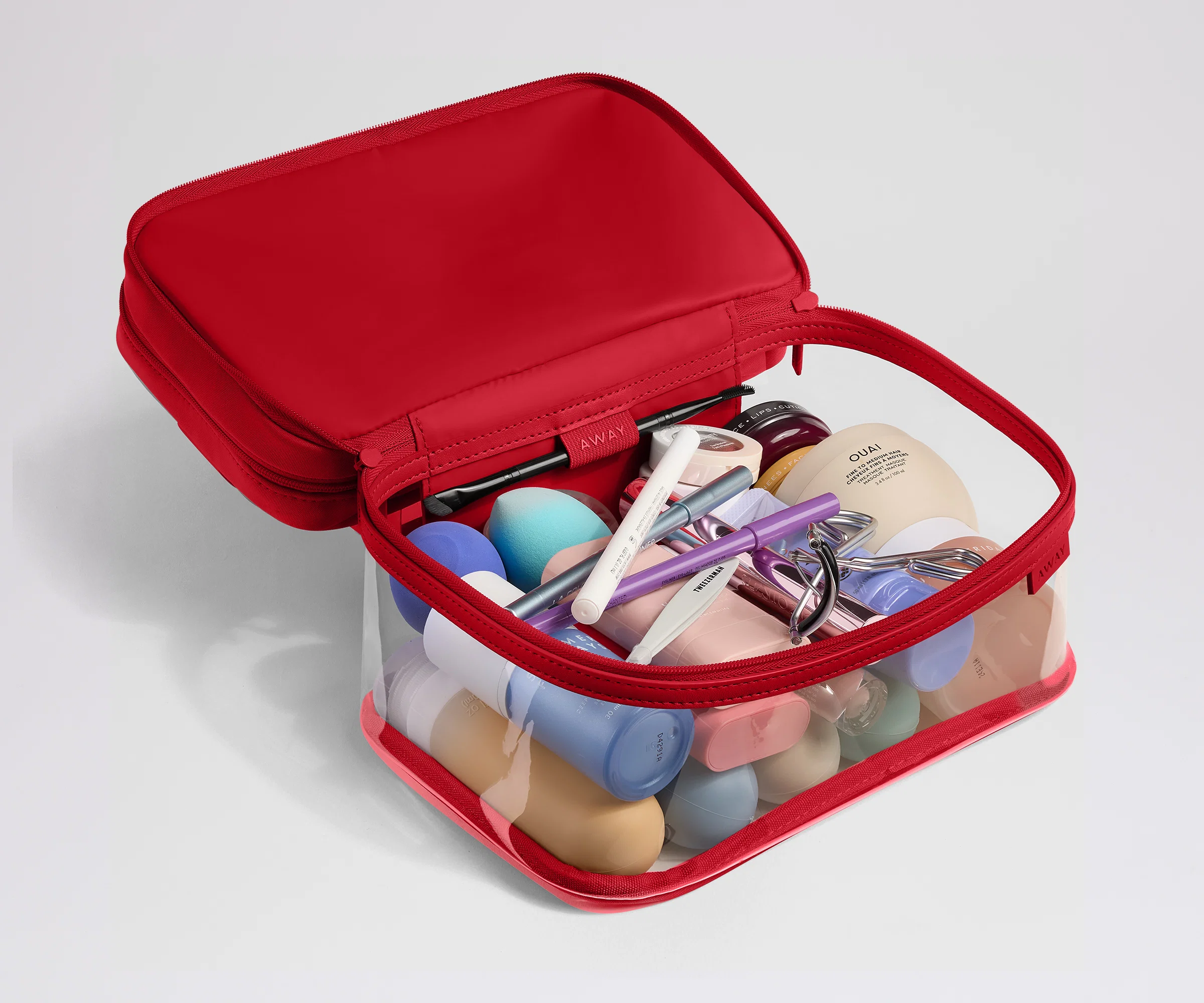 Clear Cosmetic Case in Cherry Red - Image 2
