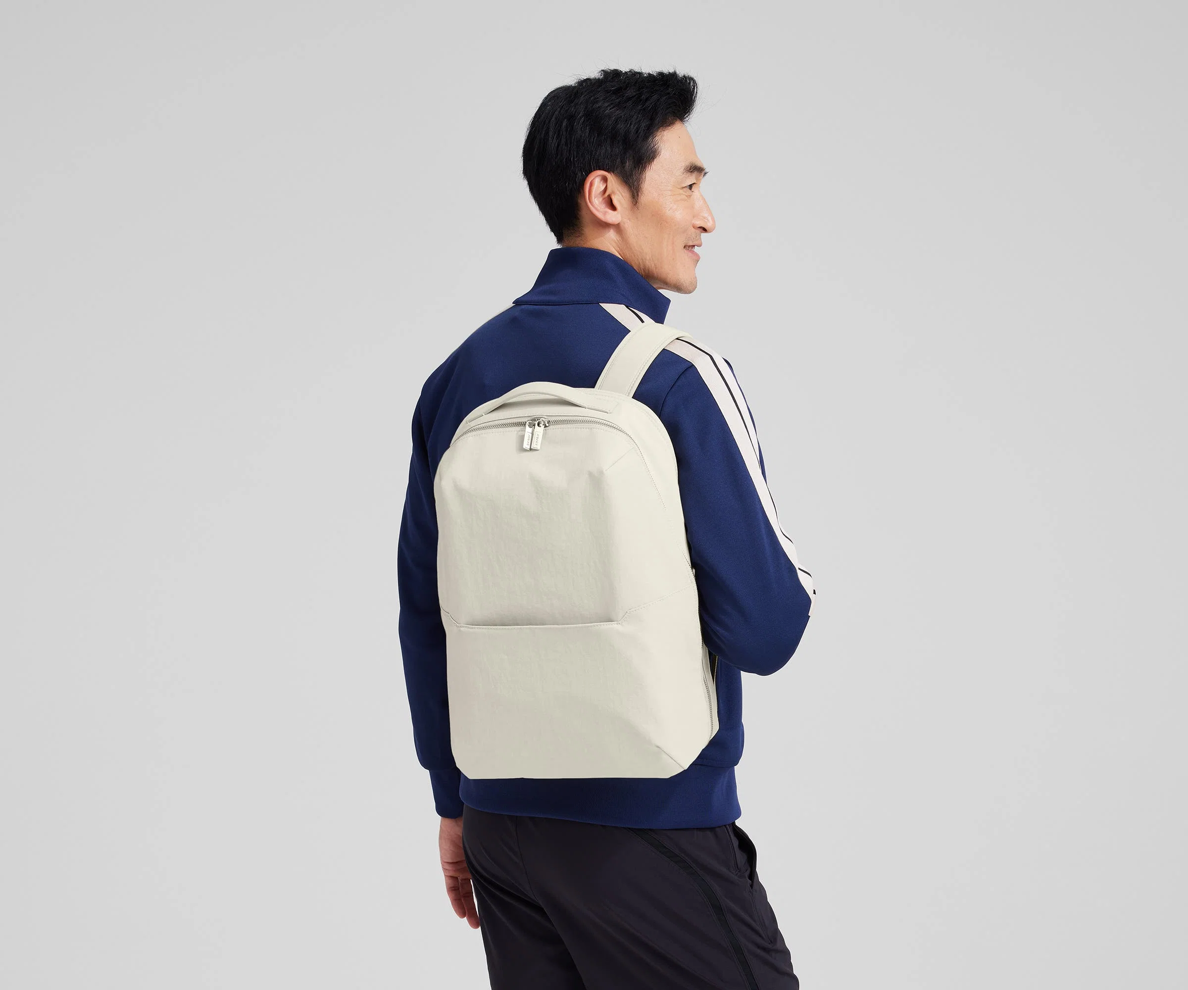 The Everywhere Zip Backpack in Salt White Textured Nylon - Image 2