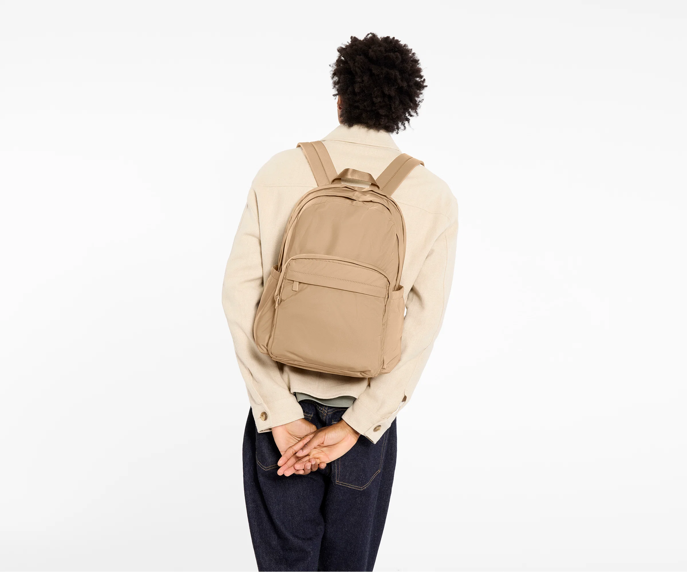 Large Featherlight Backpack in Camel Brown - Image 2