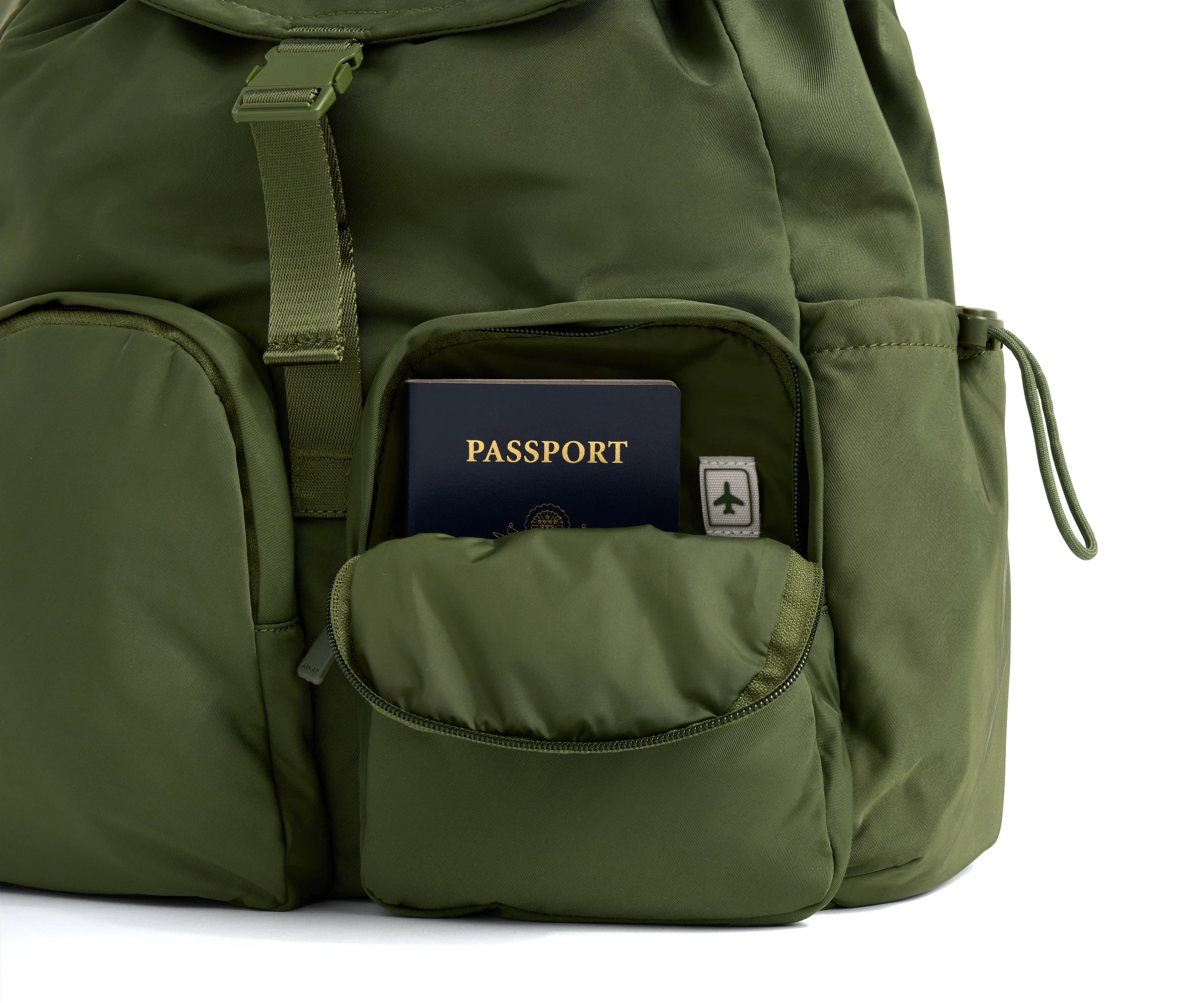 Featherlight Cargo Backpack in Olive Green - Image 6