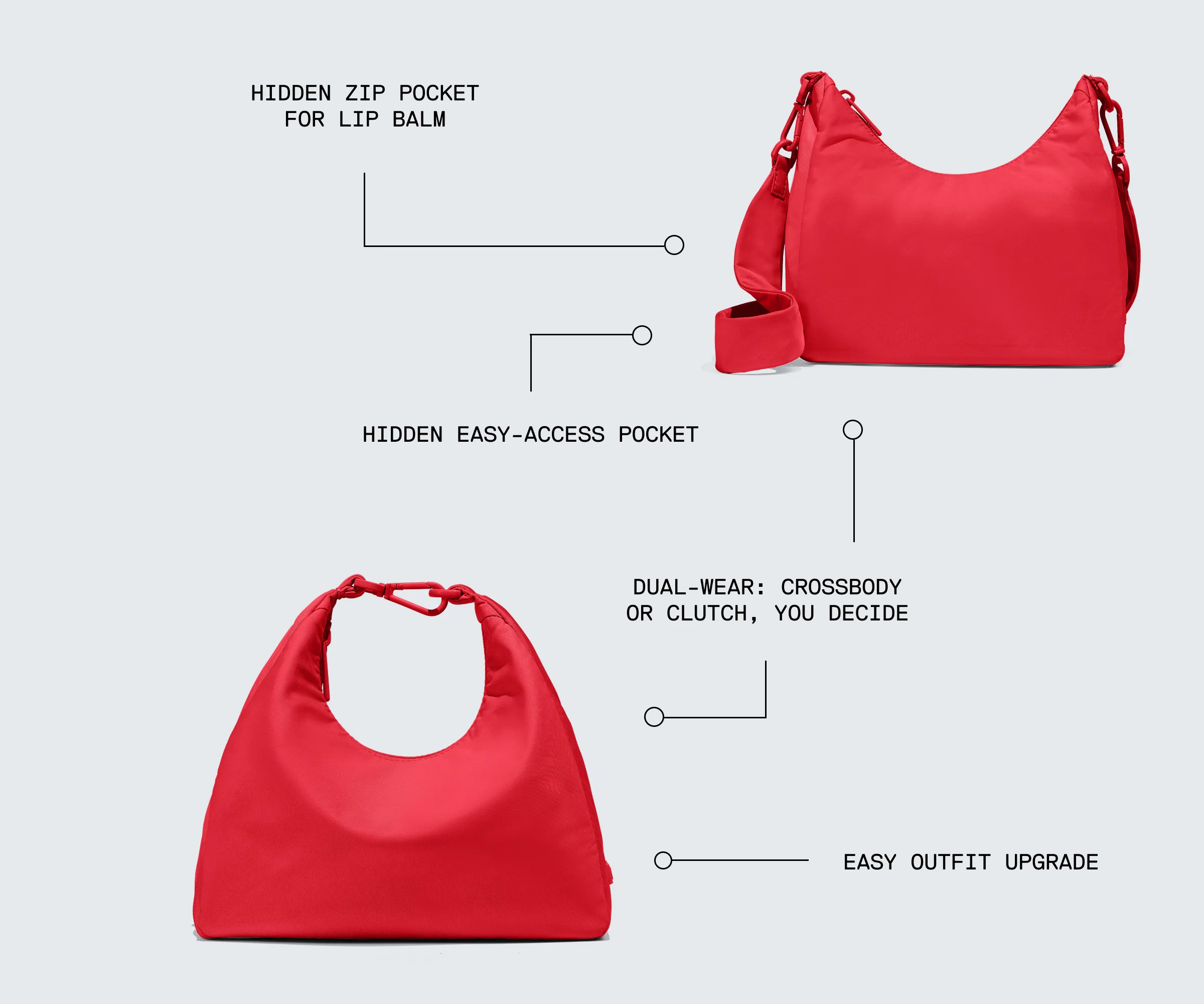 Featherlight Duo Crossbody in Cherry Red - Image 4