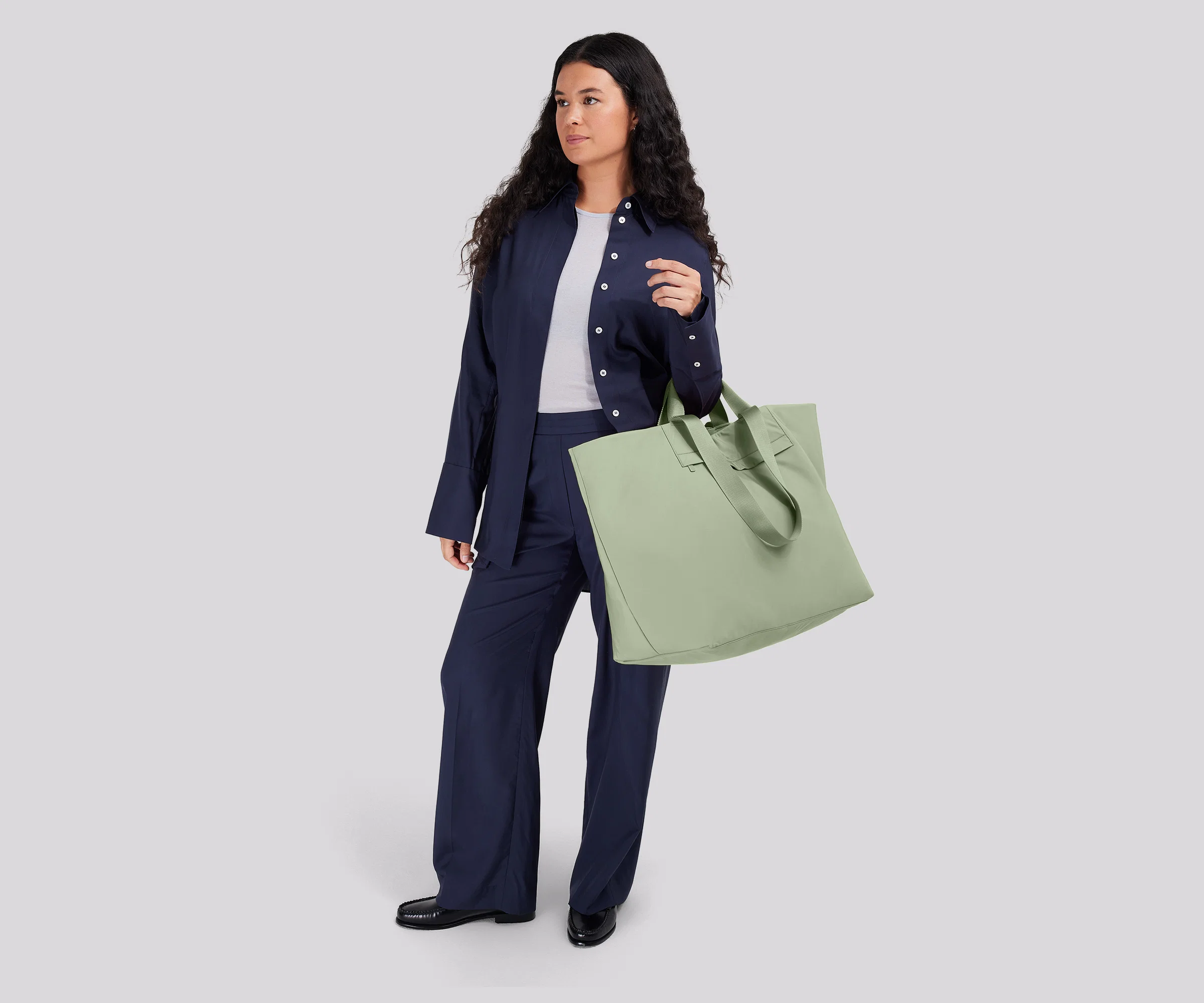 Large Featherlight Tote in Sage Green - Image 2