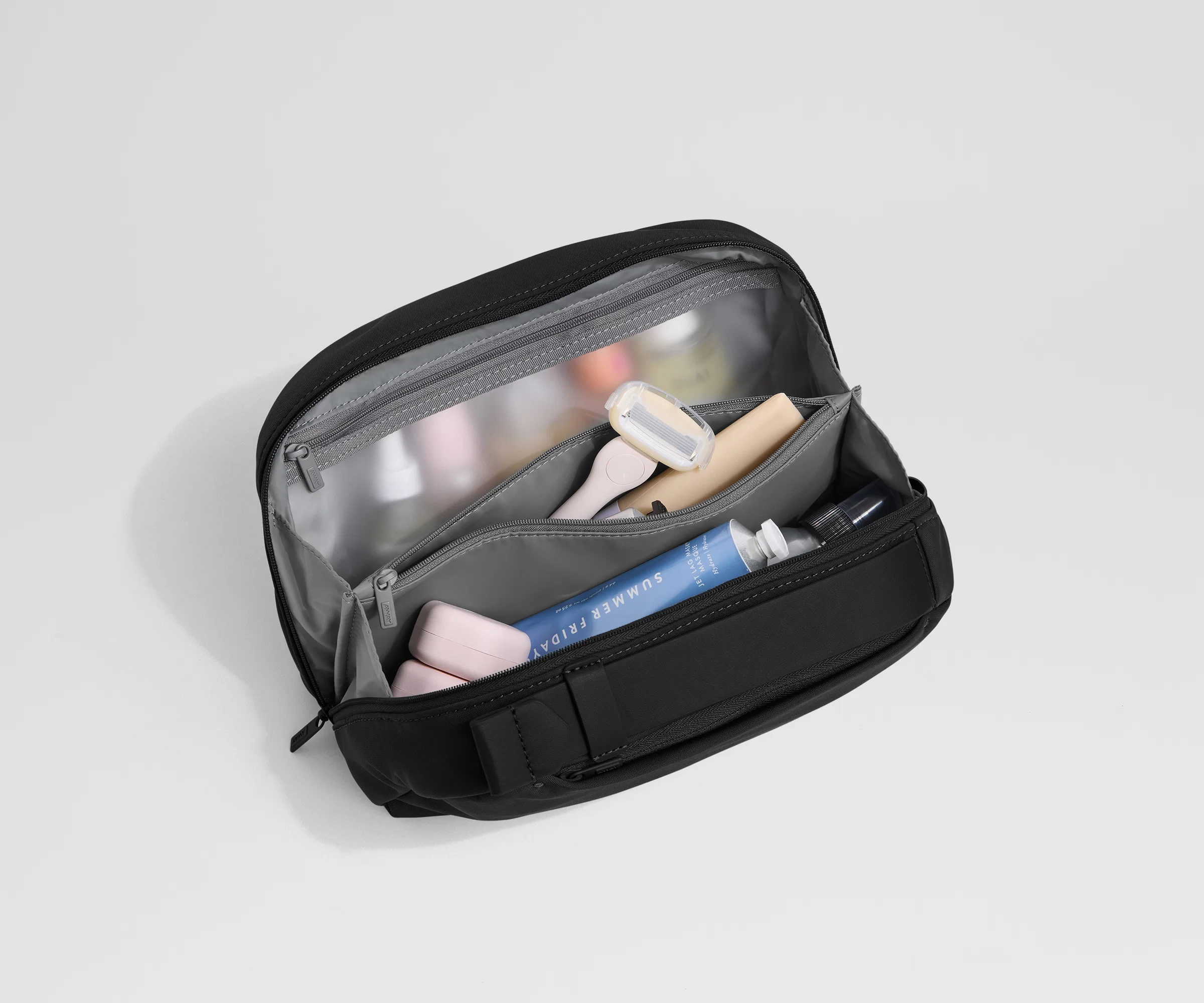 Large Toiletry Bag in Jet Black - Image 3