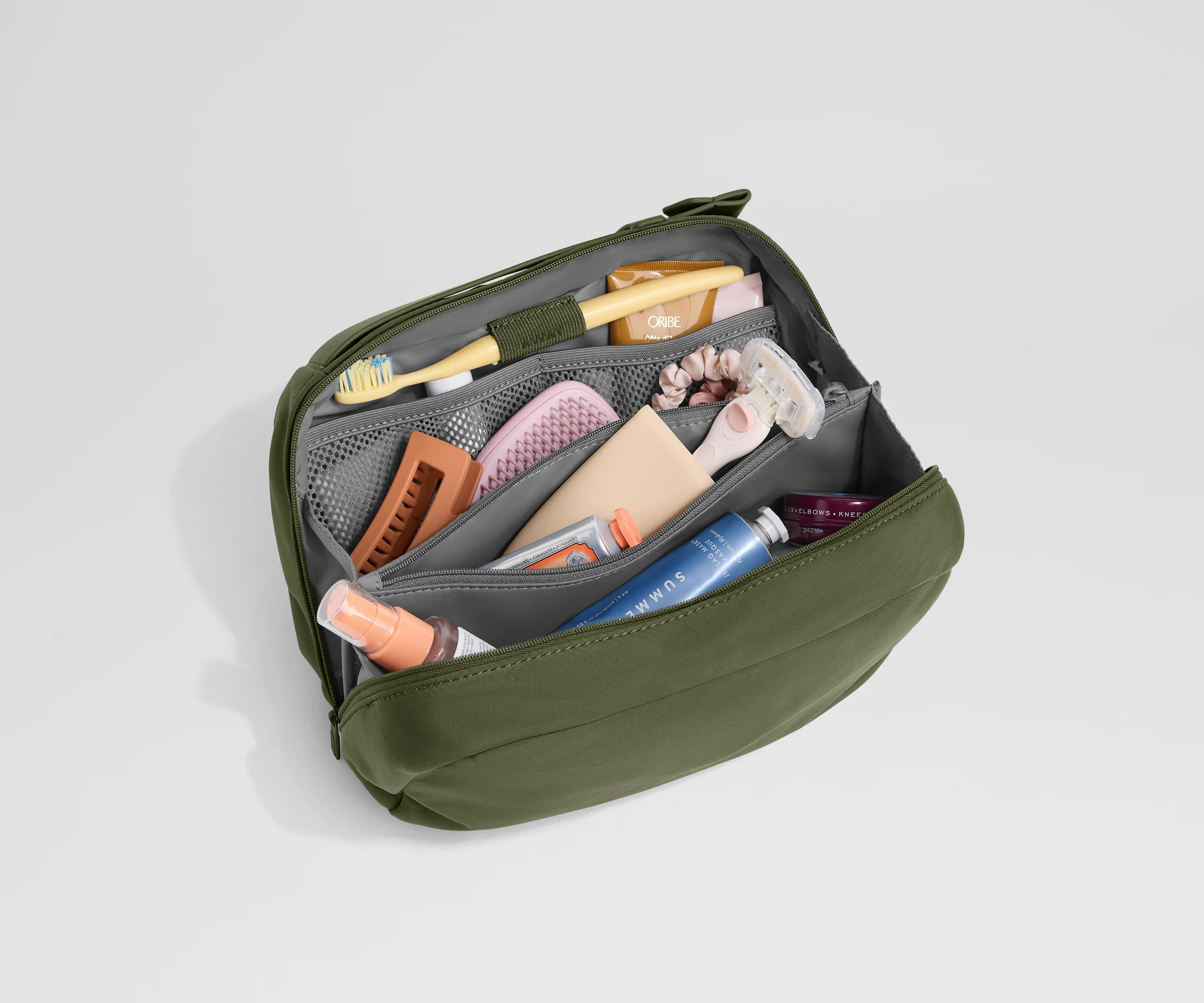 Large Toiletry Bag in Olive Green - Image 2