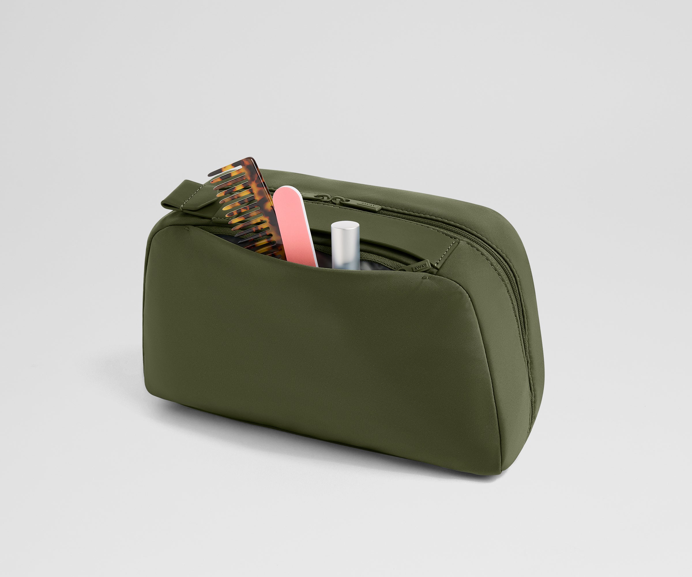 Large Toiletry Bag in Olive Green - Image 5