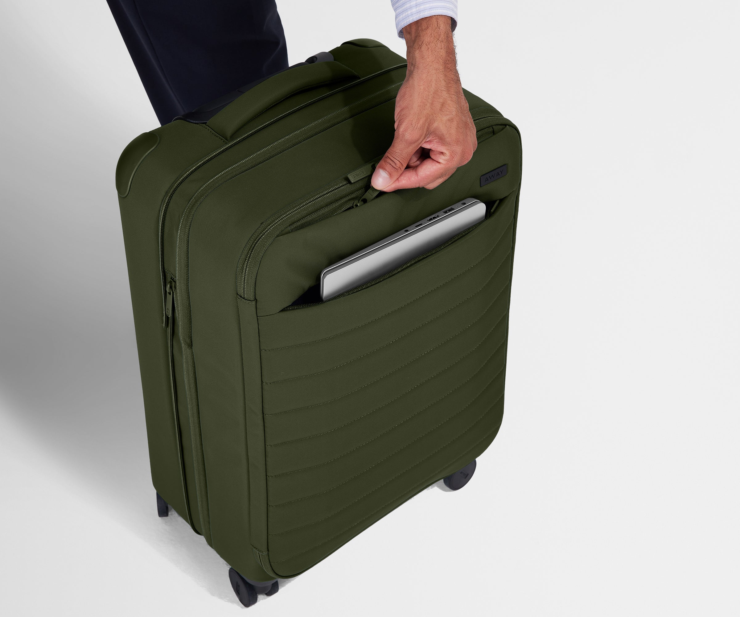 Softside Bigger Carry-On in Olive Green - Image 5