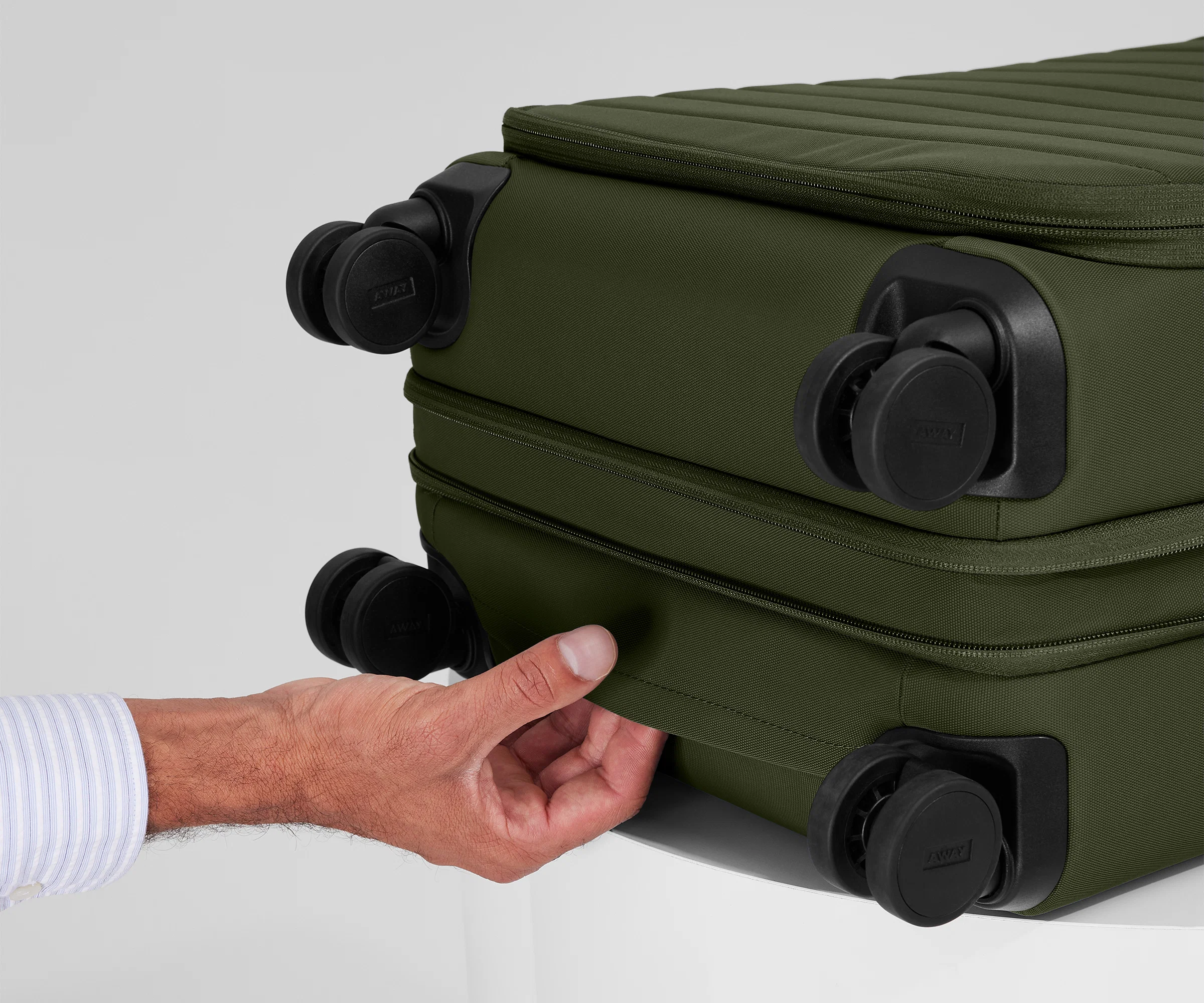 Softside Bigger Carry-On in Olive Green - Image 8