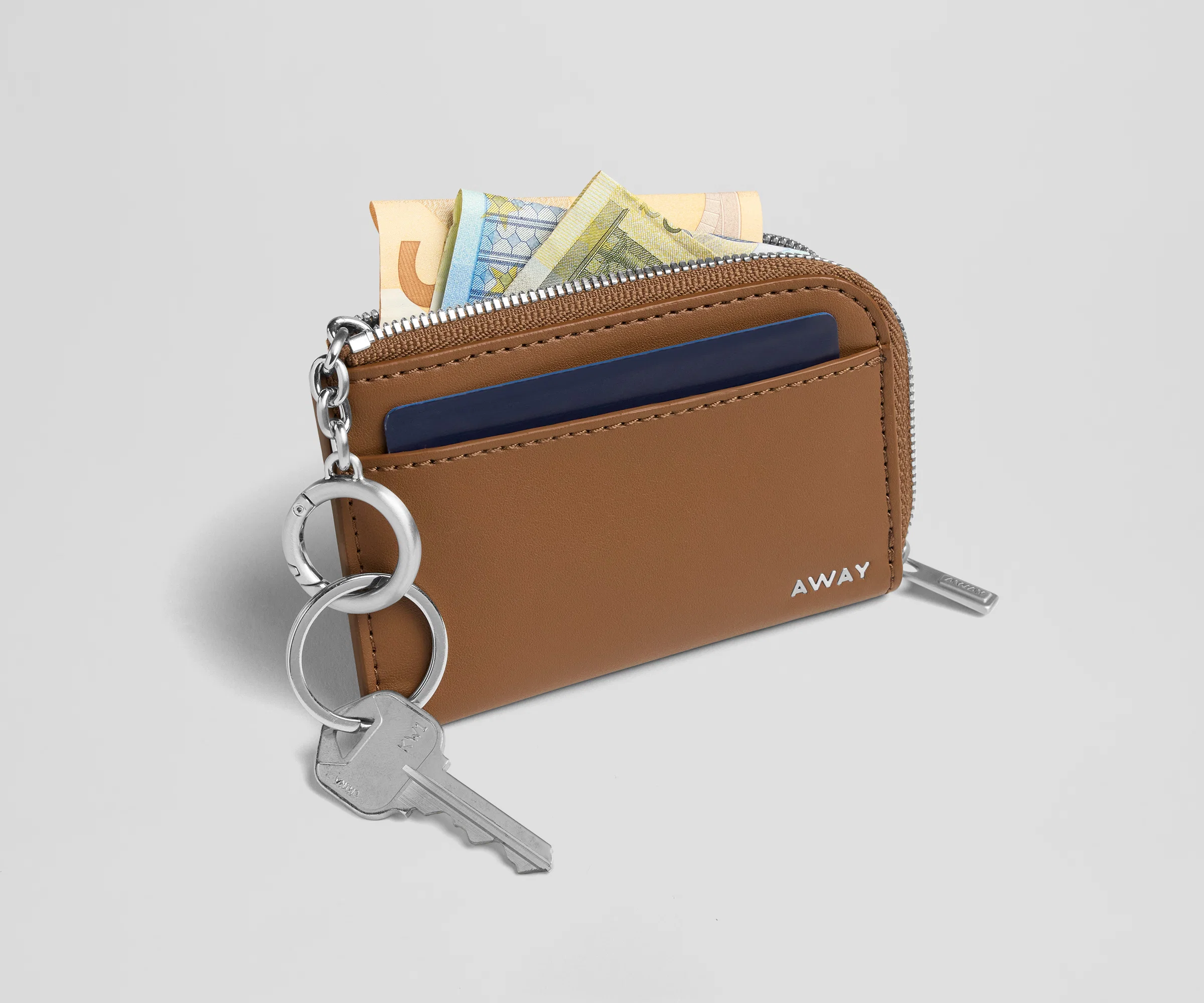 Zip Card Case in Saddle Brown - Image 2